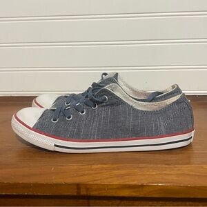 Converse Blue Sneakers with Canvas Material and White Rubber Toe Cap